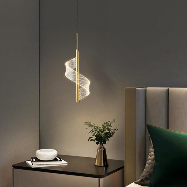Aluminiowa lampa LED, nowoczesne oświetlenie salonu i jadalni. Dekoracyjna lampa wisząca.