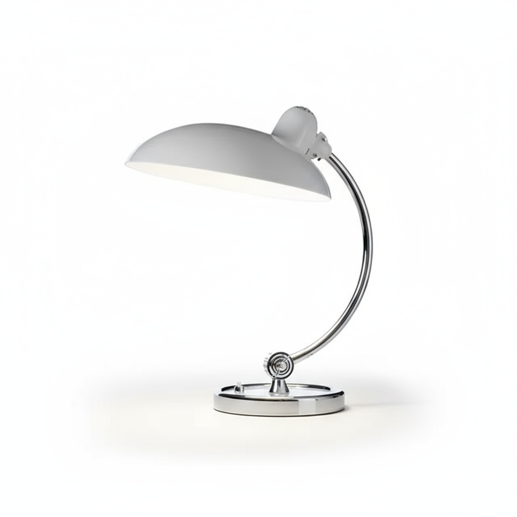 Minimalistyczna lampa stołowa Bauhaus, idealna do nowoczesnych wnętrz, energooszczędna.