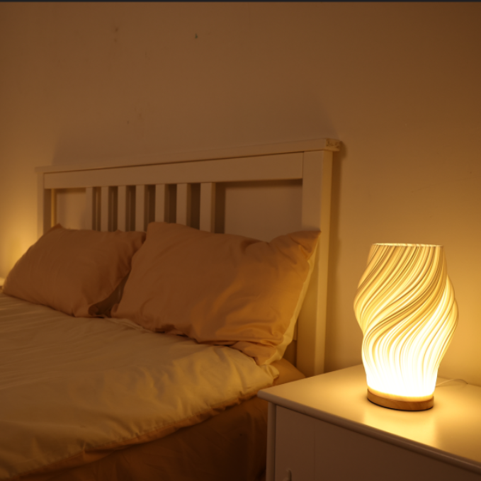 Lampa stołowa LED, nowoczesne oświetlenie do salonu, sypialni, biura, z przytulnym światłem.