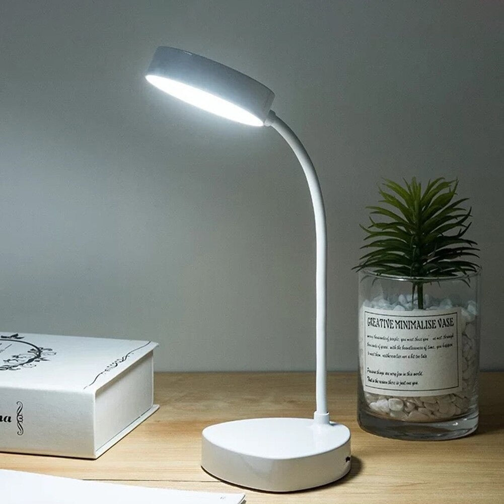Lampa stołowa LED z giętkim ramieniem i dotykowym panelem, nowoczesne oświetlenie do pracy i relaksu.