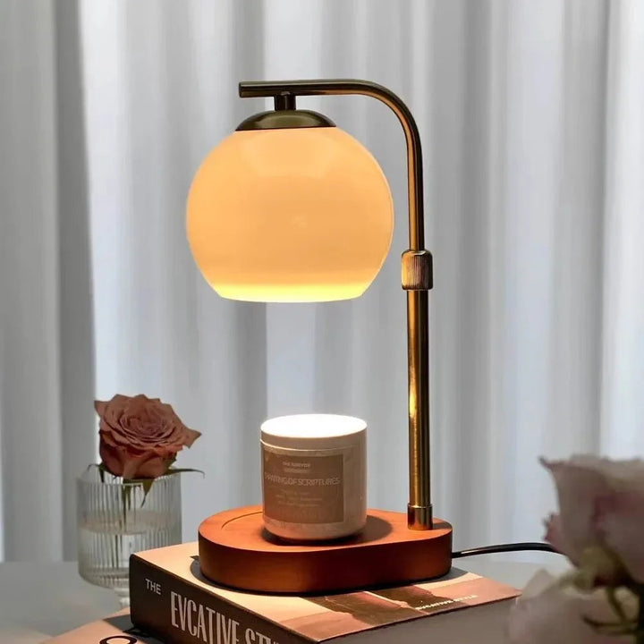 Elegancka lampa stołowa z podgrzewaczem świec. Modern design, idealna do dekoracji sypialni i salonu.