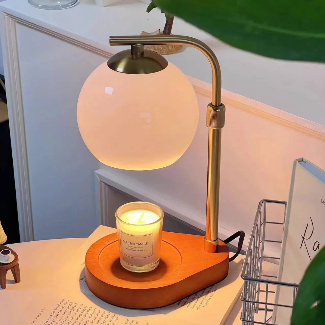 Funkcjonalna lampa stołowa z podgrzewaczem świec. Nowoczesny dodatek do oświetlenia i dekoracji wnętrz.