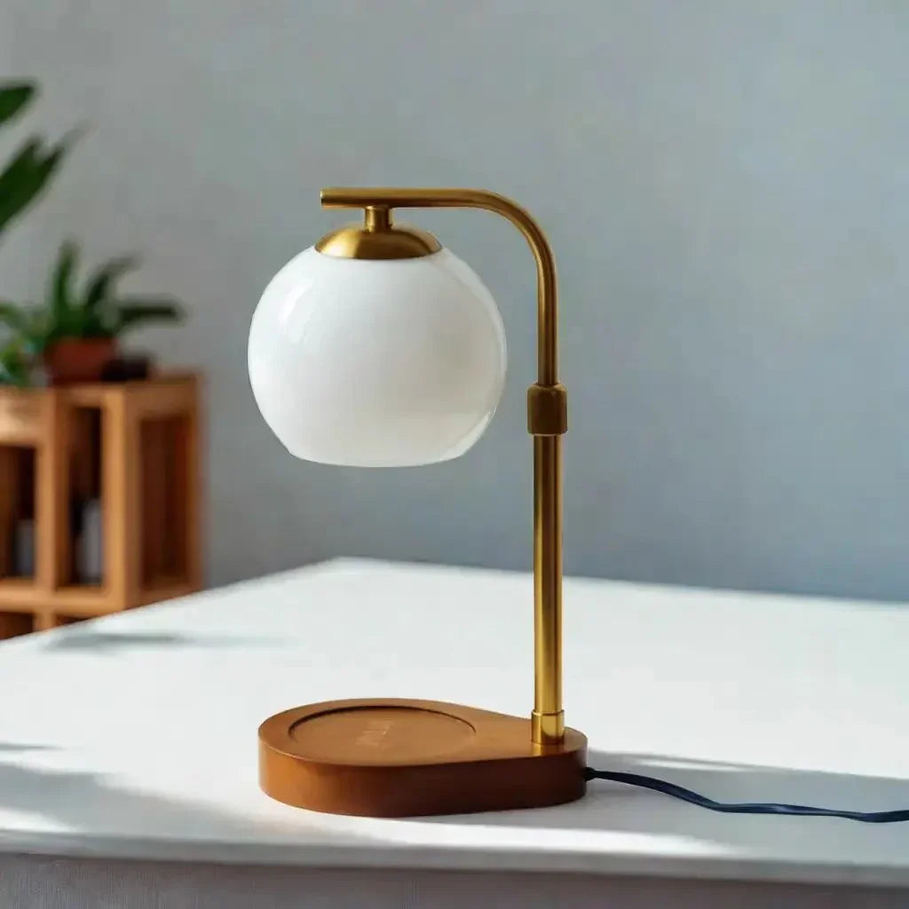 Stylowa lampa stołowa z podgrzewaczem świec. Relaksacyjne oświetlenie do domu, nowoczesna dekoracja wnętrz.