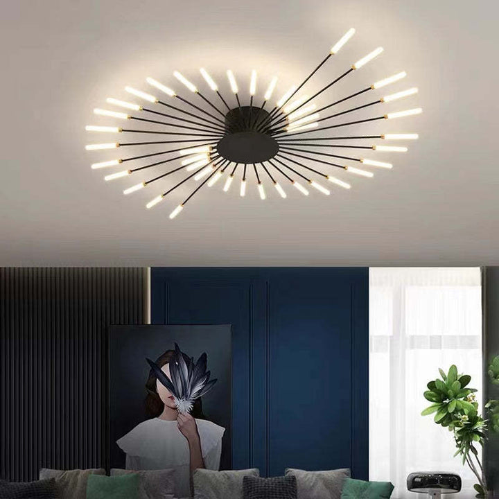 Złota designerska lampa sufitowa LED. Nowoczesne oświetlenie do stylowych wnętrz.