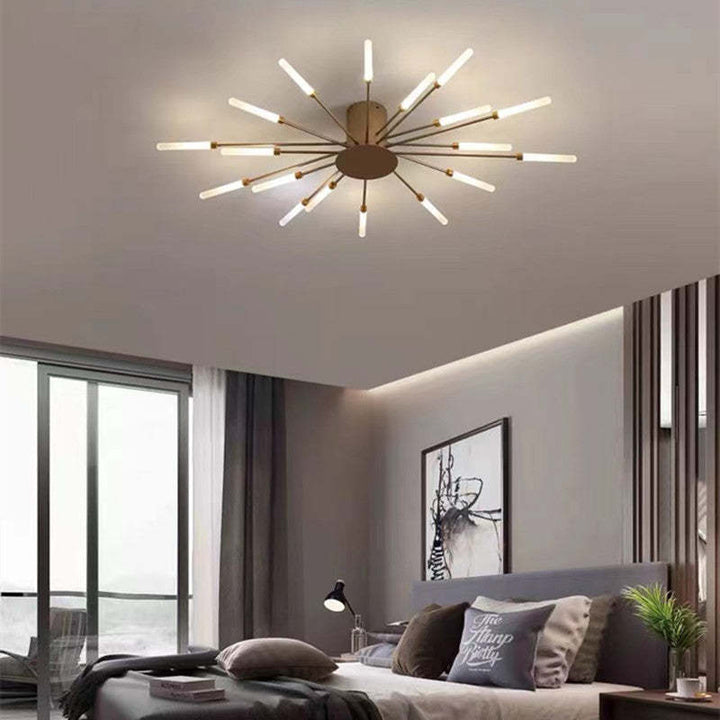 Czarna lampa sufitowa LED, minimalistyczny design. Oświetlenie do nowoczesnych wnętrz domowych.