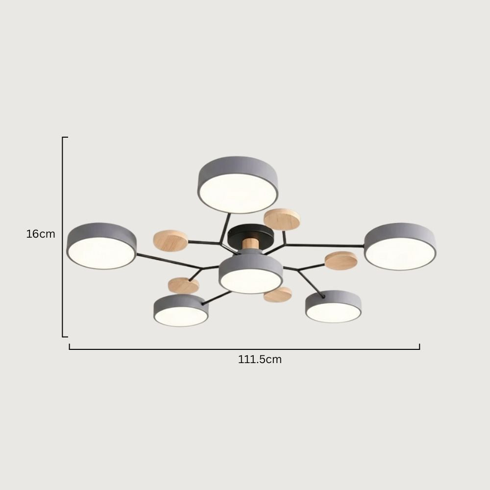 Lampa LED z głowicami, oświetlenie sufitowe do sypialni, ręczne wykończenie.