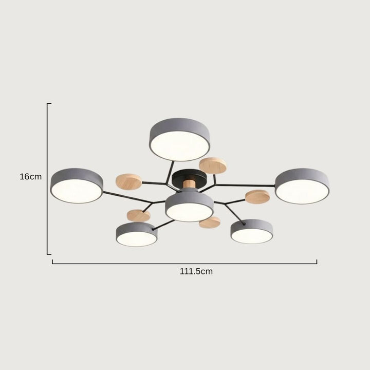 Lampa LED z głowicami, oświetlenie sufitowe do sypialni, ręczne wykończenie.