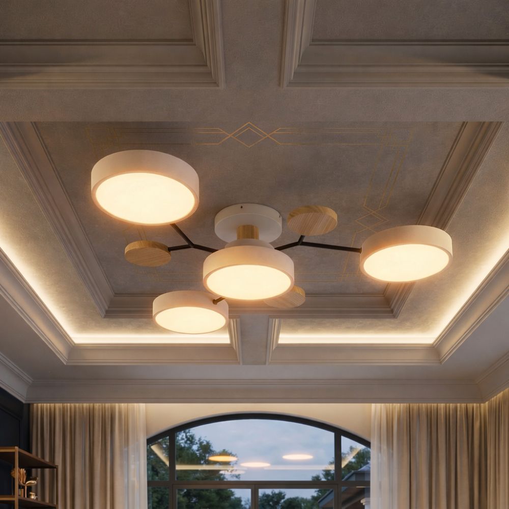 Ręcznie wykończona lampa sufitowa LED do salonu, nowoczesna i funkcjonalna.