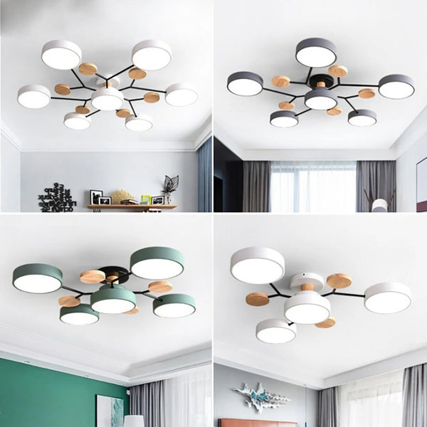 Designerska lampa LED do sypialni, trójkolorowe światło, oświetlenie wnętrz.