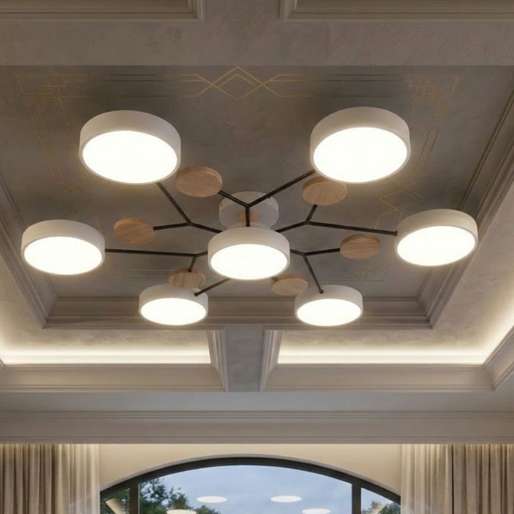 Lampa LED z głowicami, oświetlenie sufitowe, trójkolorowe światło, do biura.