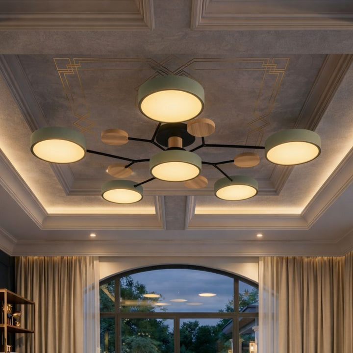 Lampa LED do salonu, oświetlenie sufitowe, trójkolorowe, nowoczesny design.