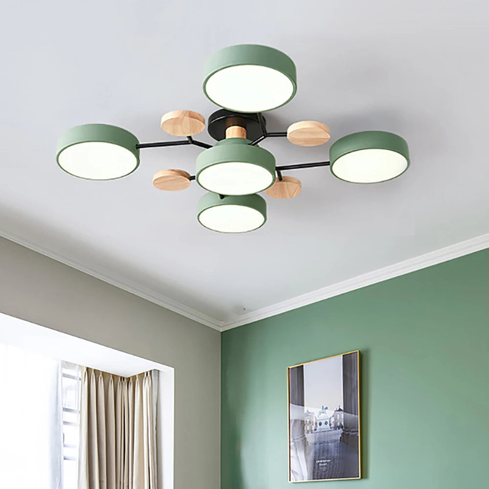Oświetlenie sufitowe LED, stylowa lampa z głowicami, dekoracja wnętrz.