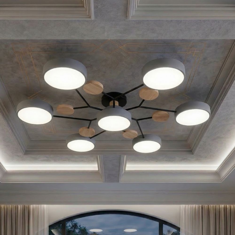 Elegancka lampa sufitowa LED do sypialni, ręczne wykończenie, oświetlenie wnętrz.