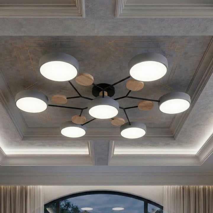 Elegancka lampa sufitowa LED do sypialni, ręczne wykończenie, oświetlenie wnętrz.