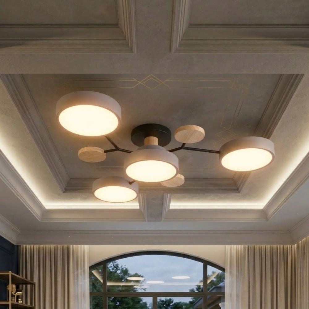 Nowoczesna lampa LED do salonu, oświetlenie sufitowe, designerski wybór.