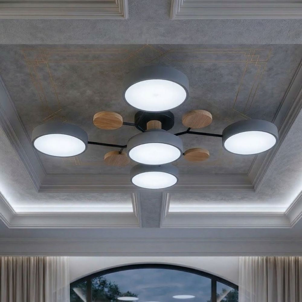 Lampa sufitowa LED, trójkolorowe światło, ręcznie wykończona, do biura.