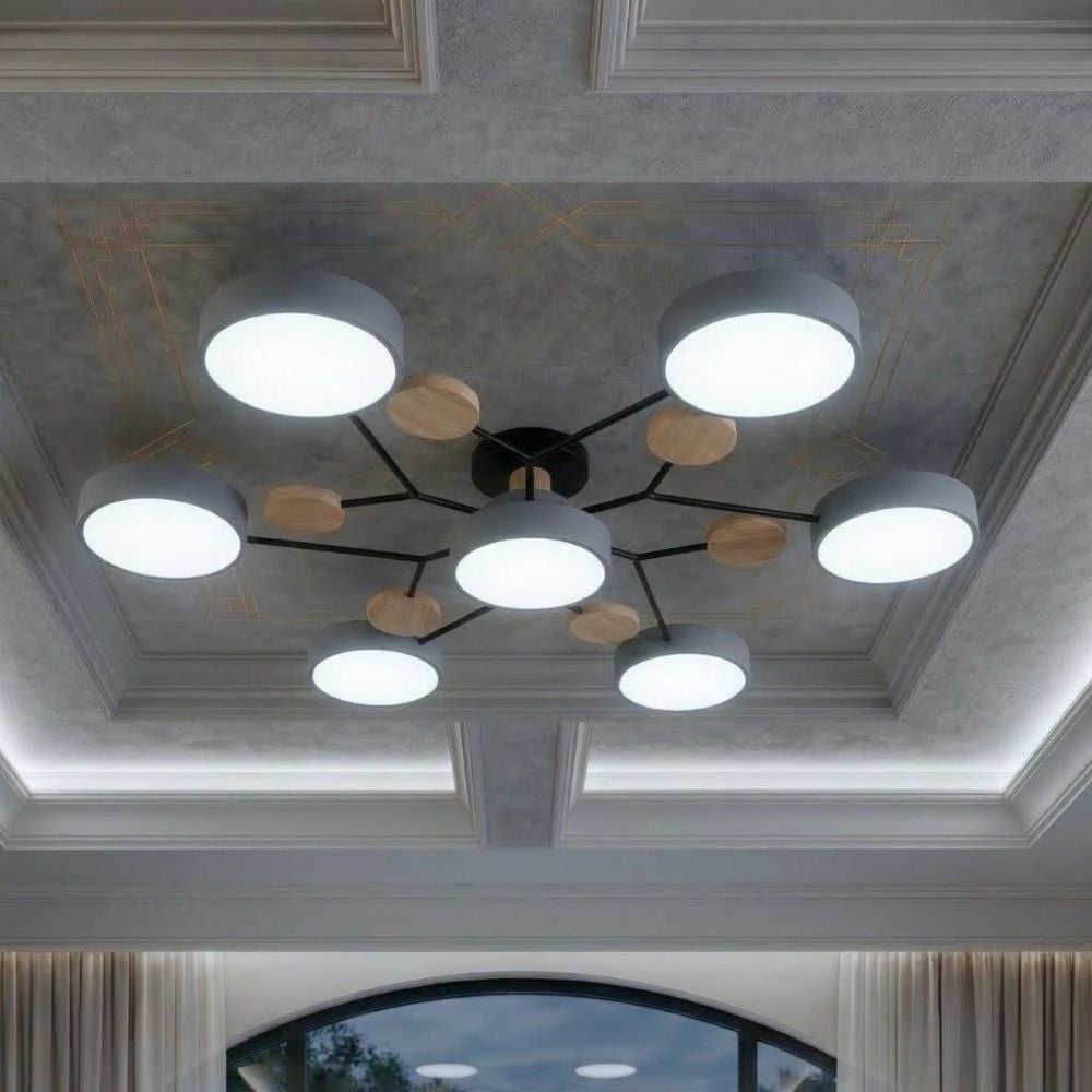 Nowoczesna lampa sufitowa LED z głowicami, do salonu, biura, sypialni.