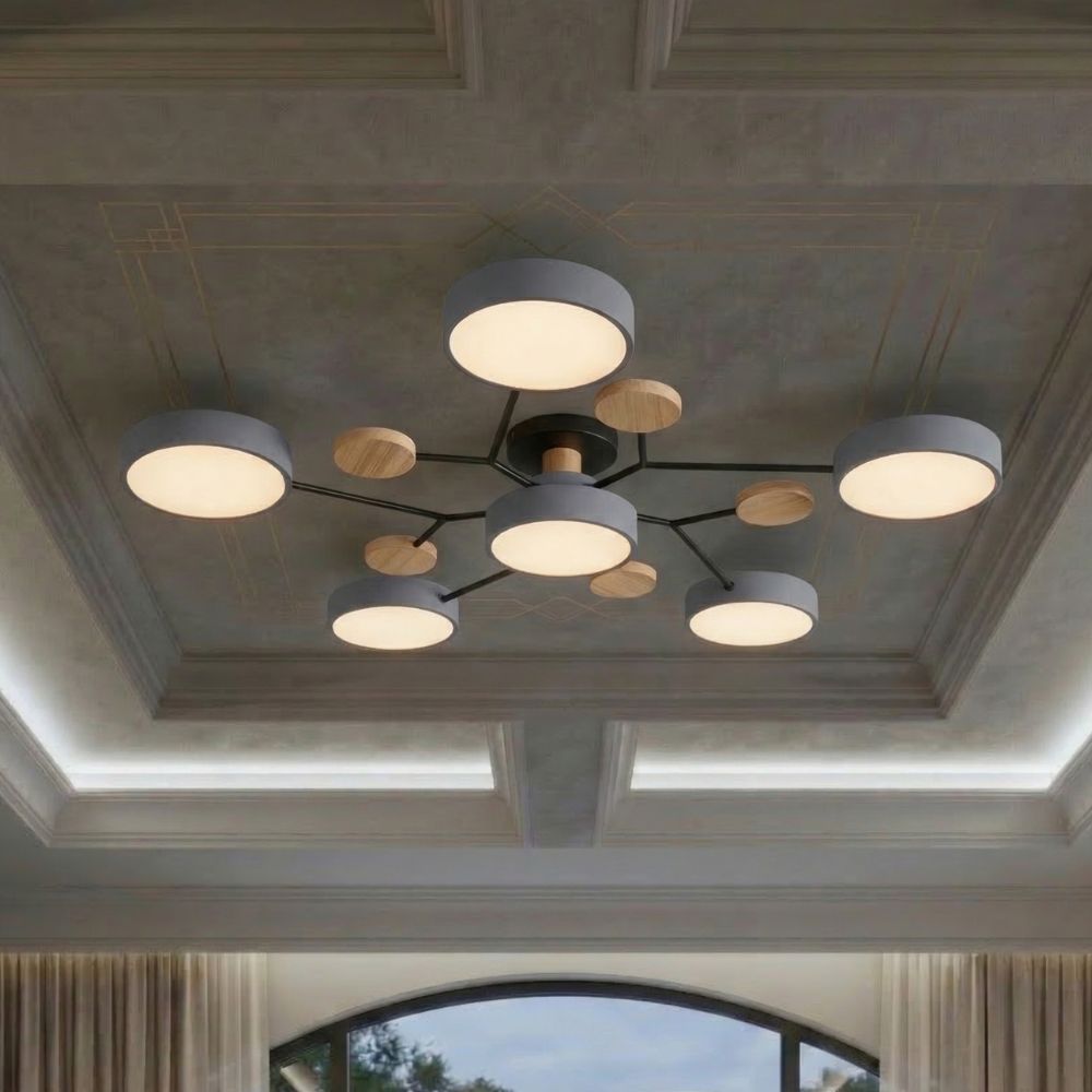 Designerska lampa LED, oświetlenie sufitowe, z głowicami, trójkolorowe światło.