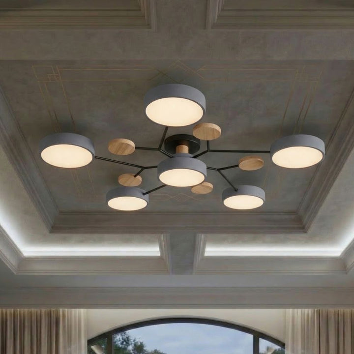 Designerska lampa LED, oświetlenie sufitowe, z głowicami, trójkolorowe światło.