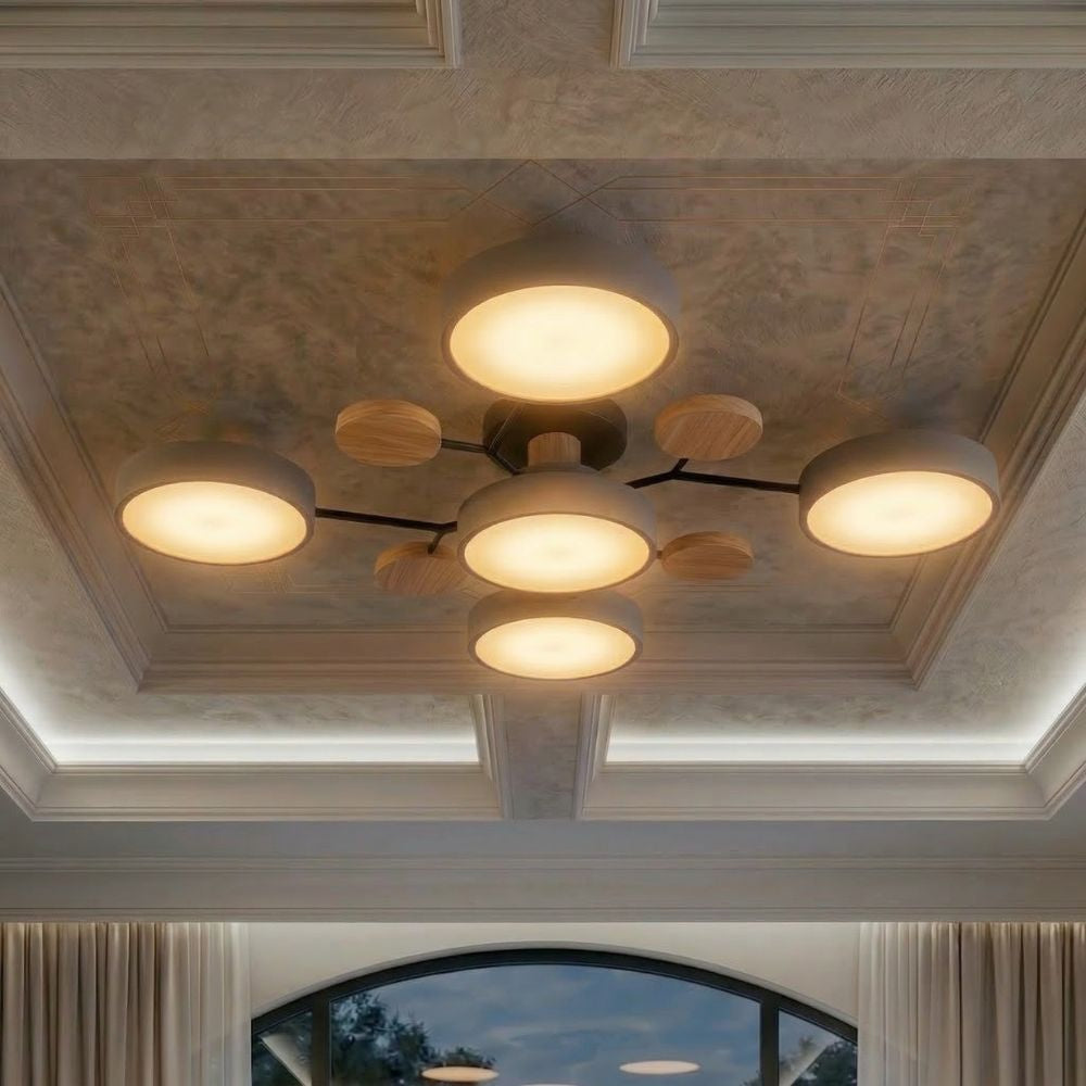 Lampa LED do sypialni, trójkolorowe światło, oświetlenie sufitowe, designerskie.