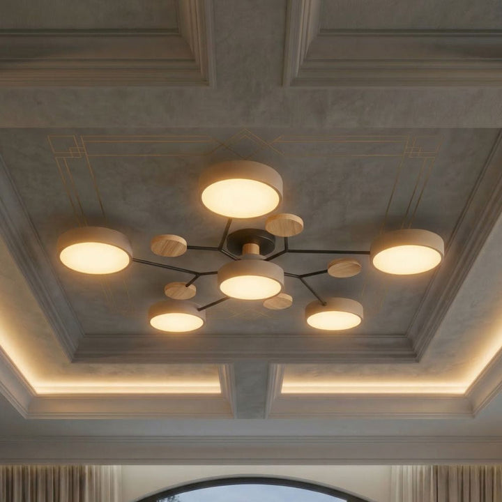 Elegancka lampa sufitowa LED, ręczne wykończenie, do salonu i biura.