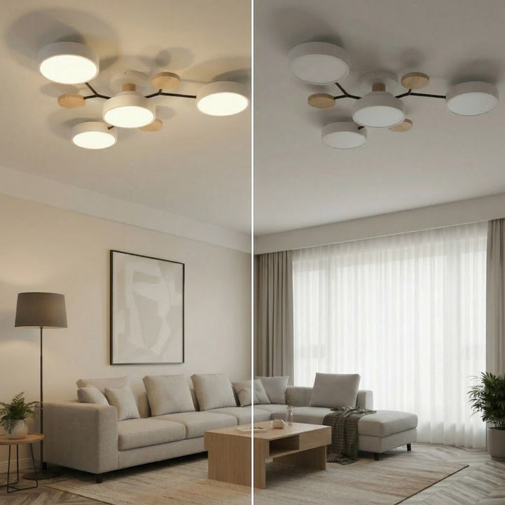 Nowoczesne oświetlenie do sypialni, lampa sufitowa LED, designerski akcent.