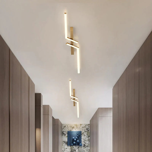 Nowoczesna lampa sufitowa LED liniowa, smukłe oświetlenie do salonu.