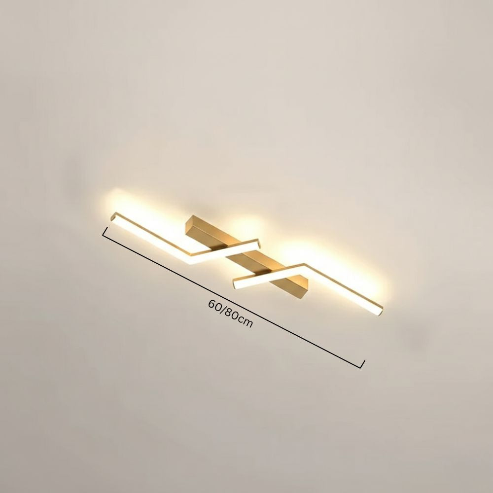 Elegancka złota lampa sufitowa LED, liniowa, idealna do nowoczesnego biura.