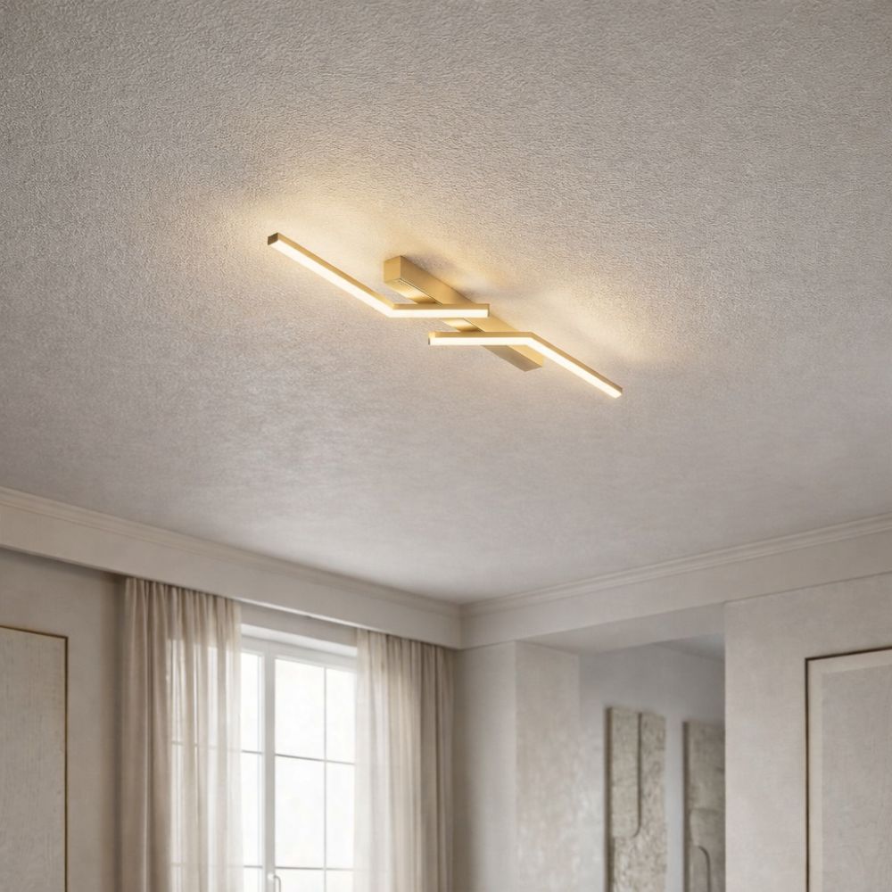 Smukła lampa sufitowa LED, liniowy design, czarna, do minimalistycznych wnętrz.