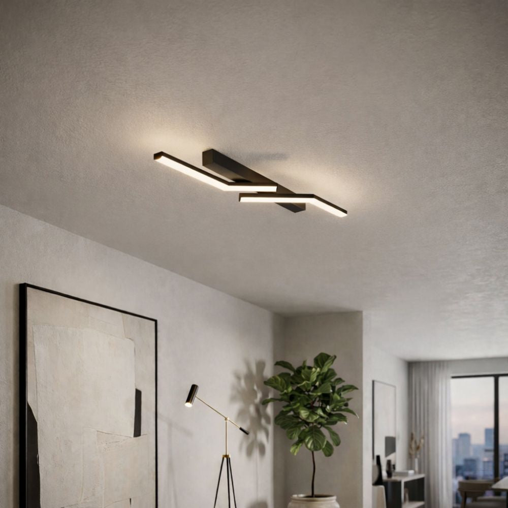 Lampa sufitowa LED liniowa, elegancka, do salonu, nowoczesne wzornictwo.