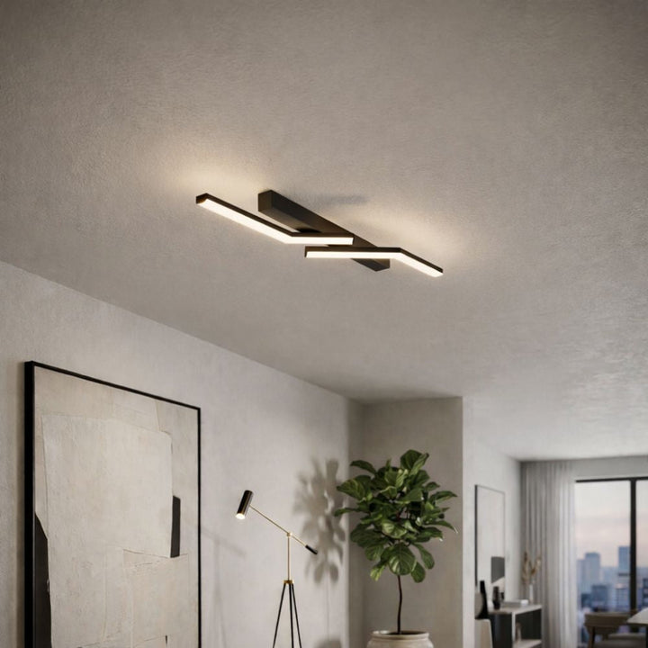 Lampa sufitowa LED liniowa, elegancka, do salonu, nowoczesne wzornictwo.