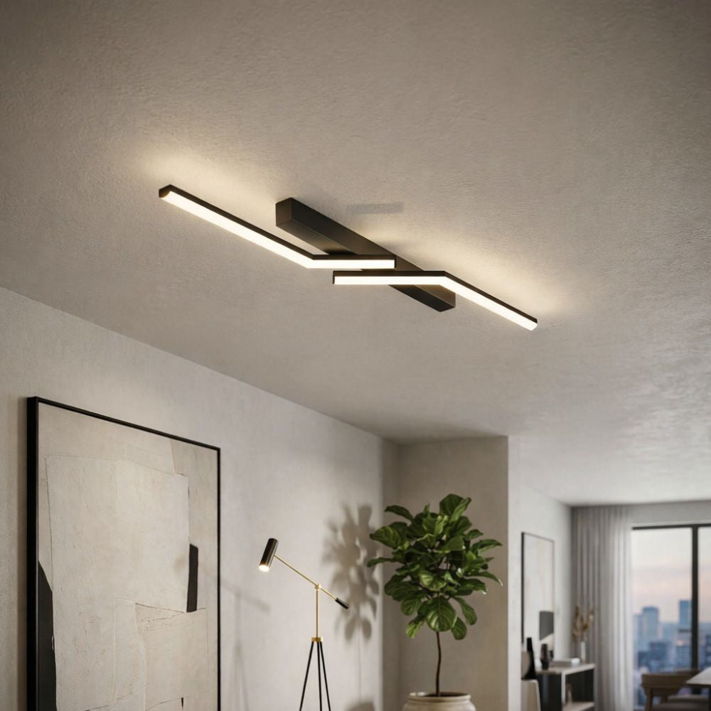 Złota lampa sufitowa LED liniowa, do nowoczesnych kuchni, jasne światło.