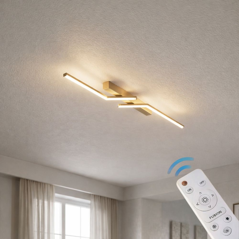 Ściemnialna lampa sufitowa LED liniowa, czarna, do sypialni, funkcjonalna.