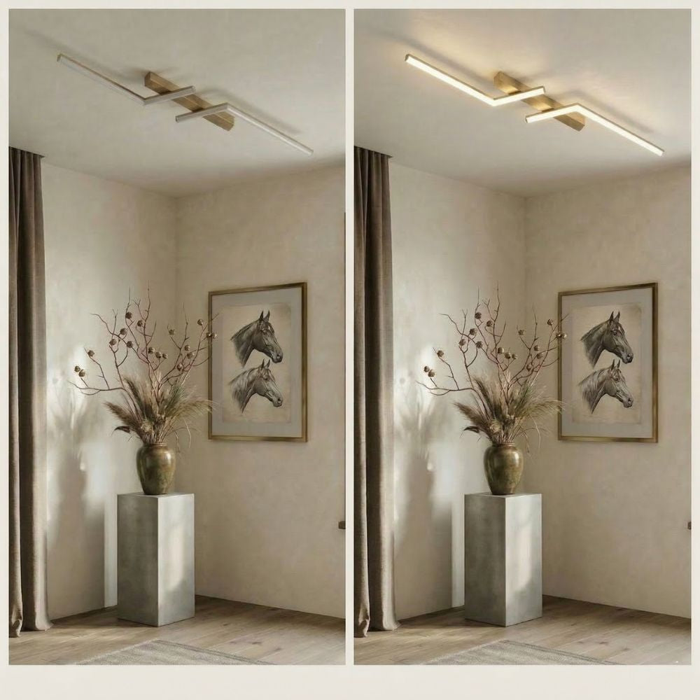 Liniowa lampa sufitowa LED, ściemnialna, białe światło, do nowoczesnych wnętrz.