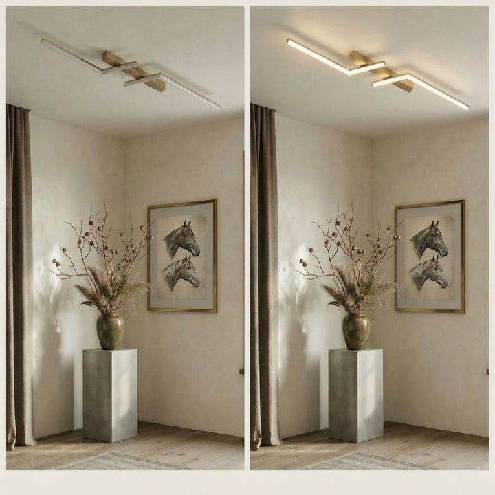 Liniowa lampa sufitowa LED, ściemnialna, białe światło, do nowoczesnych wnętrz.