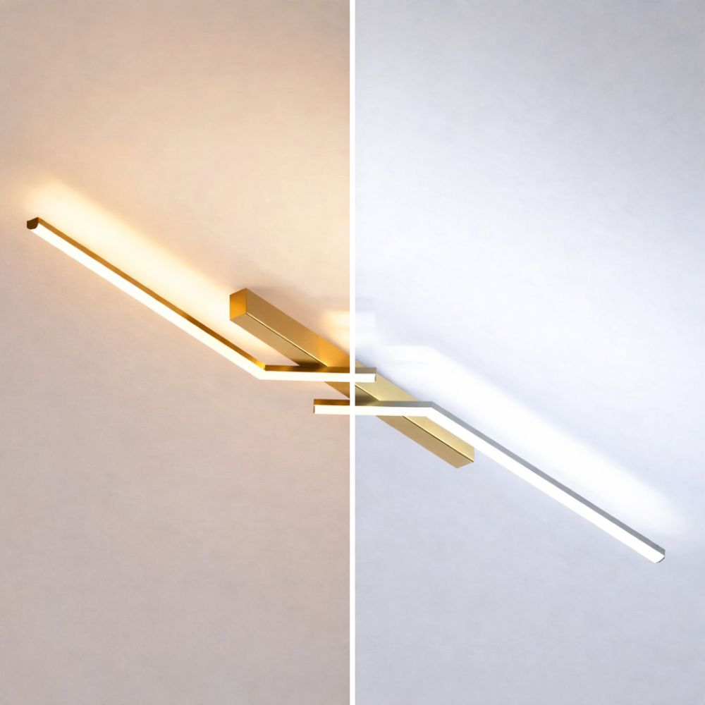 Minimalistyczna czarna lampa sufitowa LED, długi kształt, smukłe światło.