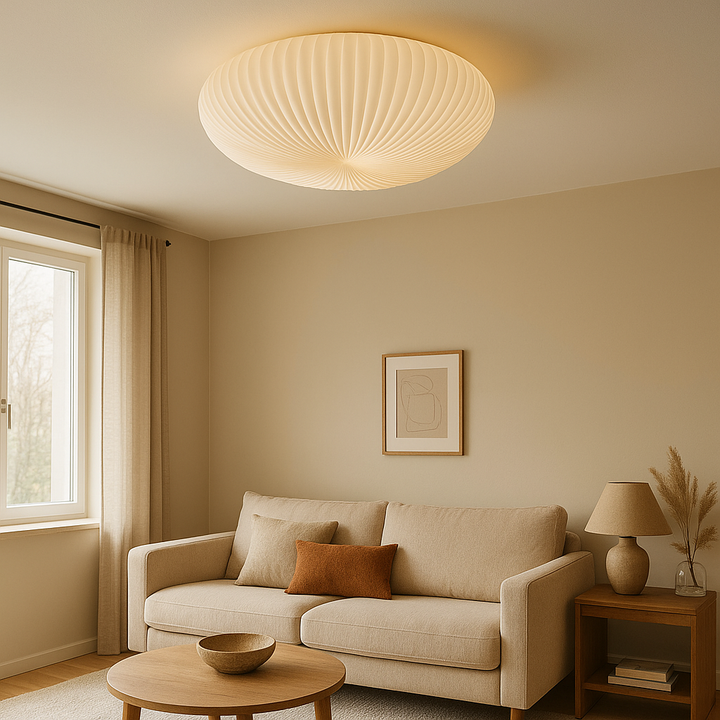 Nowoczesna lampa sufitowa LED o rzeźbiarskim designie do salonu. Designerskie oświetlenie wnętrz.