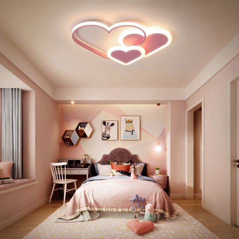 Różowa lampa sufitowa LED gwiazda. Designerskie oświetlenie ściemnialne do sypialni/pokoju dziecka.