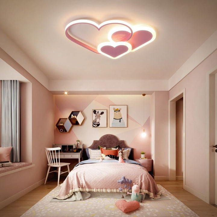 Różowa lampa sufitowa LED gwiazda. Designerskie oświetlenie ściemnialne do sypialni/pokoju dziecka.