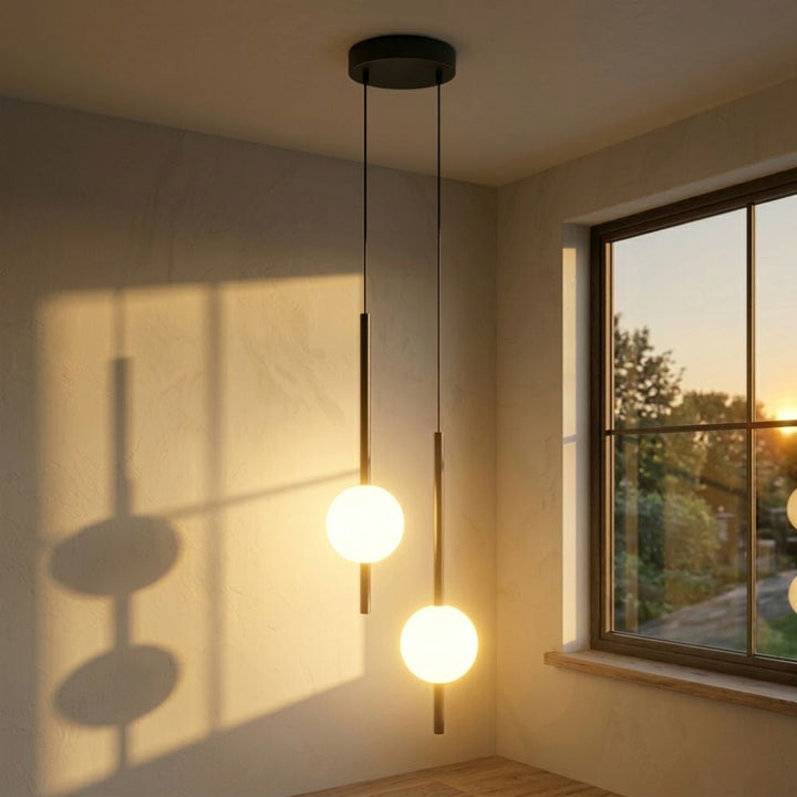Skandynawska lampa wisząca LED, regulowana. Oświetlenie minimalistyczne do jadalni.