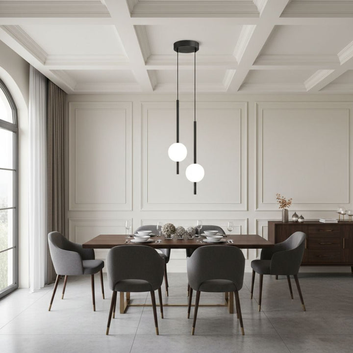 Minimalistyczna lampa wisząca LED do jadalni. Skandynawski design, regulowana wysokość.