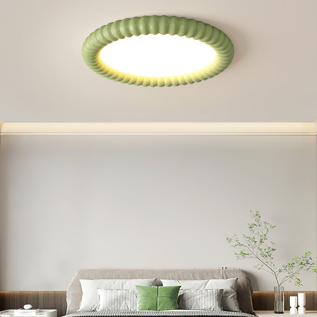 Energooszczędna lampa sufitowa LED, zapewniająca miękkie i nowoczesne oświetlenie wnętrz.