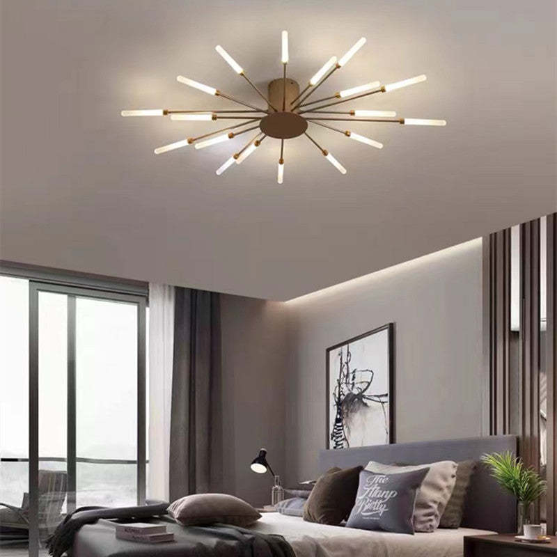 Lampa sufitowa LED do sypialni. Czarne/złote oświetlenie, nowoczesny styl, idealne do relaksu.
