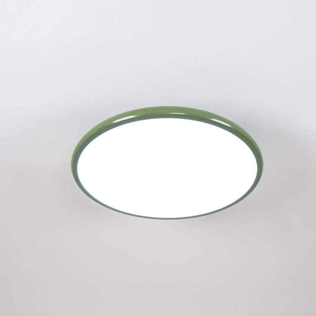 Zielona lampa sufitowa LED, nowoczesna, minimalistyczna. Idealne oświetlenie do salonu i sypialni.