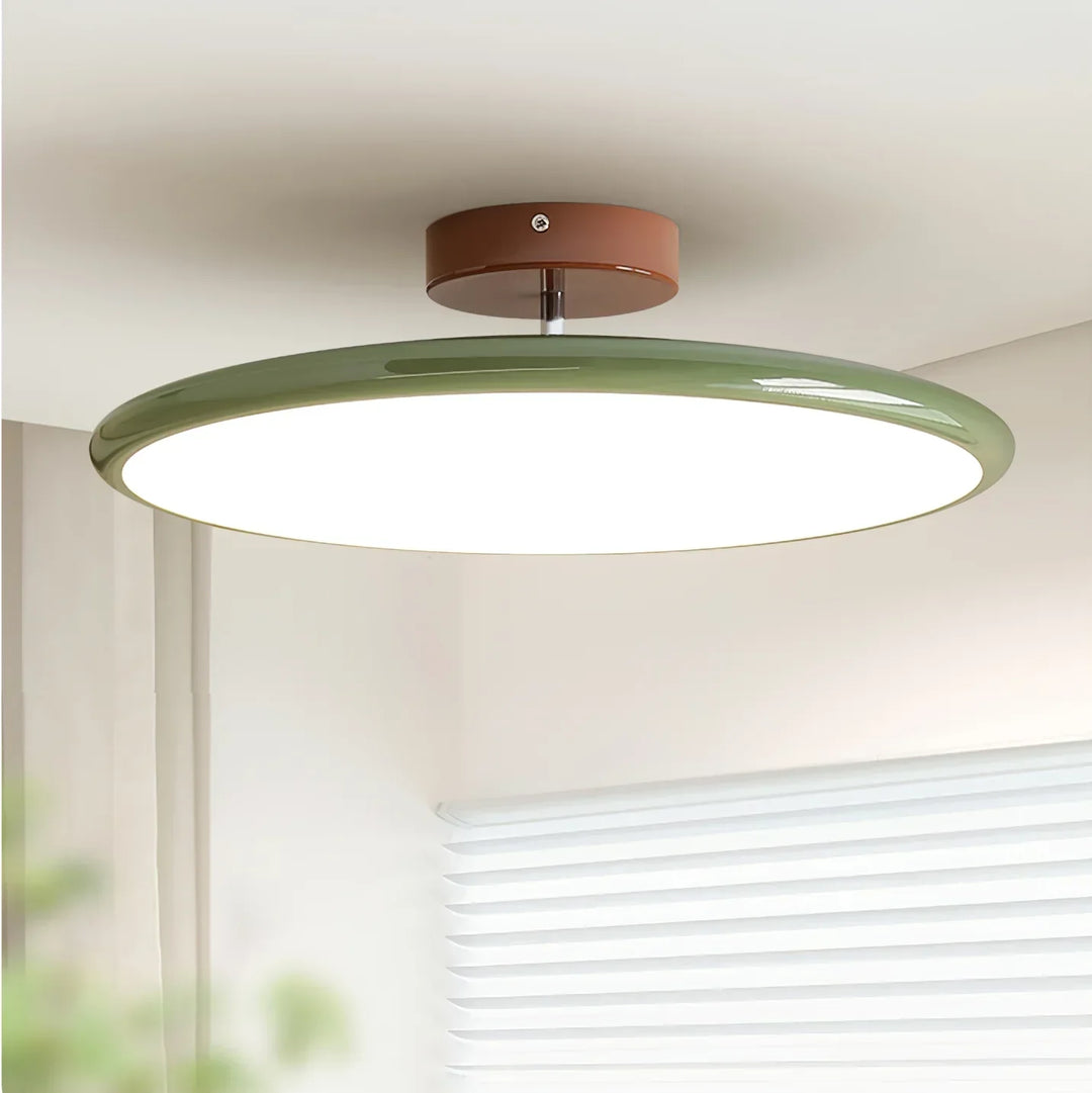 Lampa sufitowa LED w kolorze beżowo-zielonym, regulowana. Nowoczesne oświetlenie do salonu i kuchni.