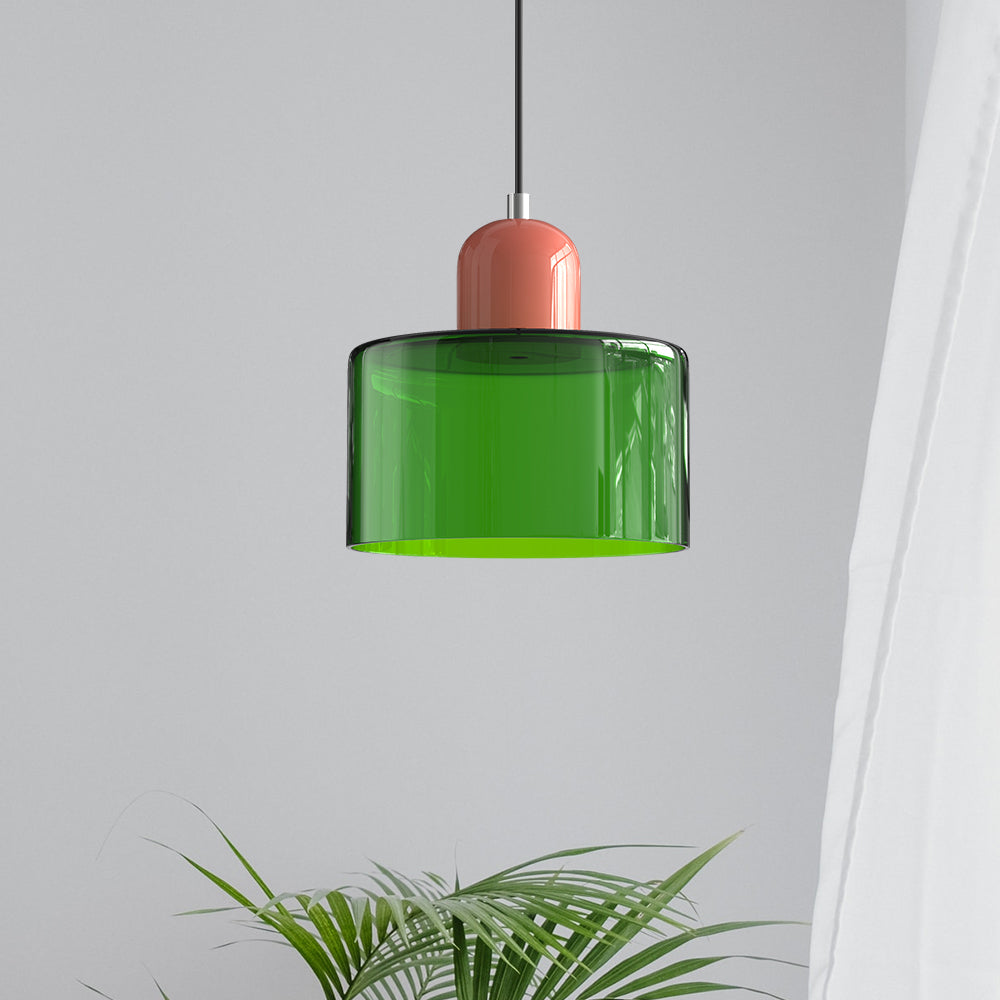 Oświetlenie sufitowe szklane geometryczne, nowoczesny Bauhaus, idealne do jadalni.