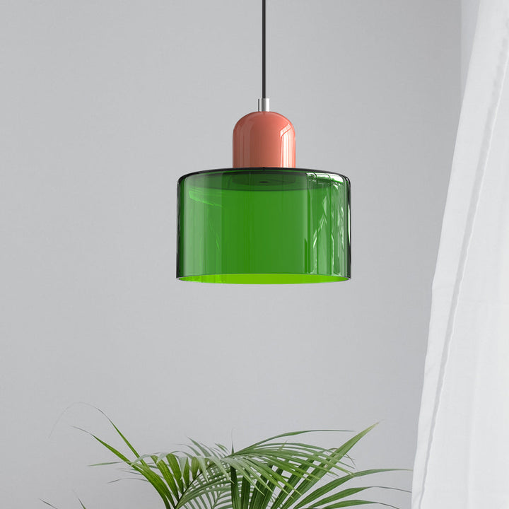 Oświetlenie sufitowe szklane geometryczne, nowoczesny Bauhaus, idealne do jadalni.