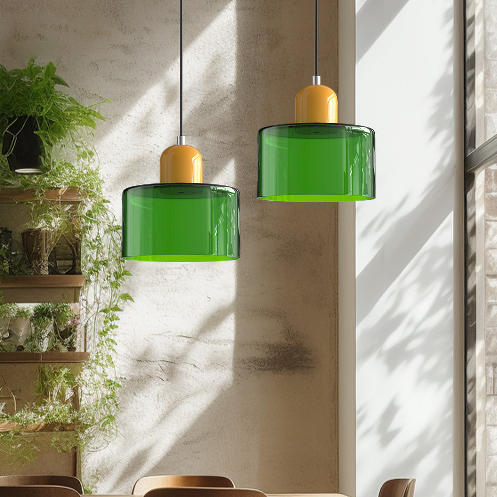 Nowoczesne oświetlenie sufitowe, lampa geometryczna ze szkła, styl Bauhaus.
