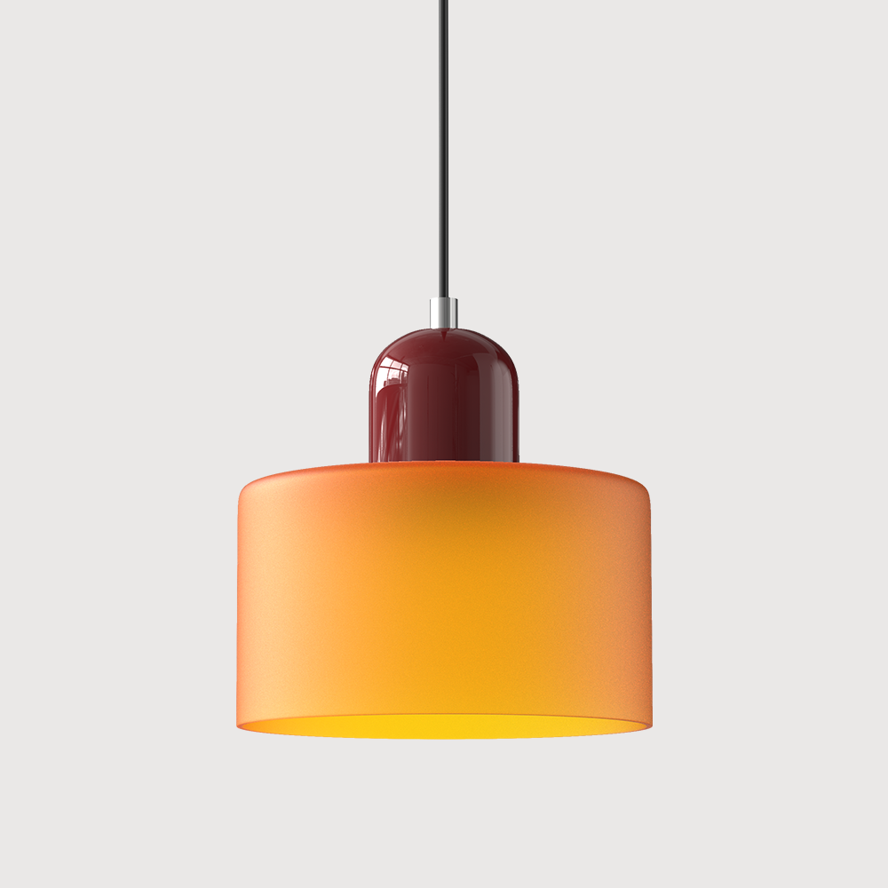 Lampa sufitowa geometryczna, szklana, kolorowe panele, nowoczesny styl Bauhaus.