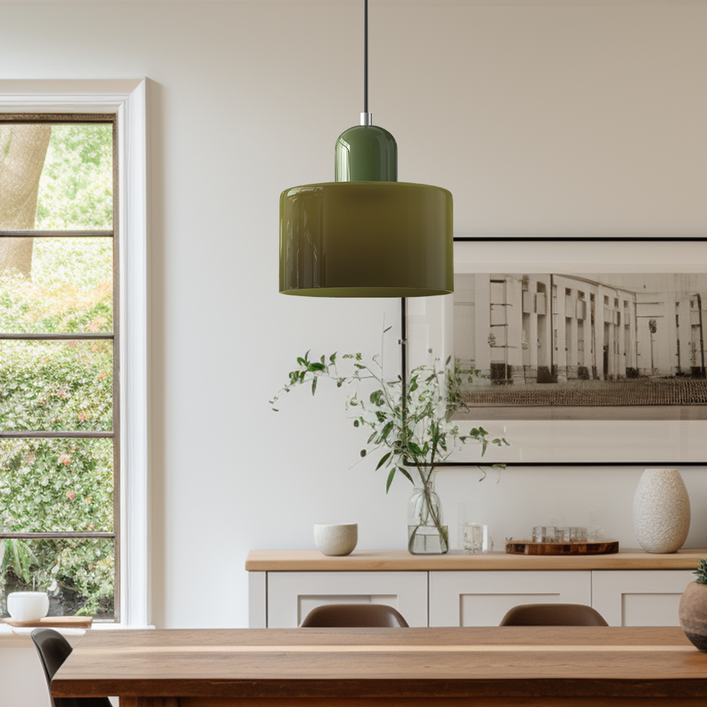 Lampa sufitowa szklana kolorowa, geometryczny design Bauhaus, unikalne oświetlenie.